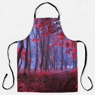 Tablier Forêt mystérieuse foncée dans les tons roses. Myst