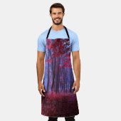 Tablier Forêt mystérieuse foncée dans les tons roses. Myst (Porté)