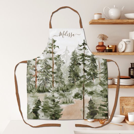 Tablier Forêt verte aquarelle