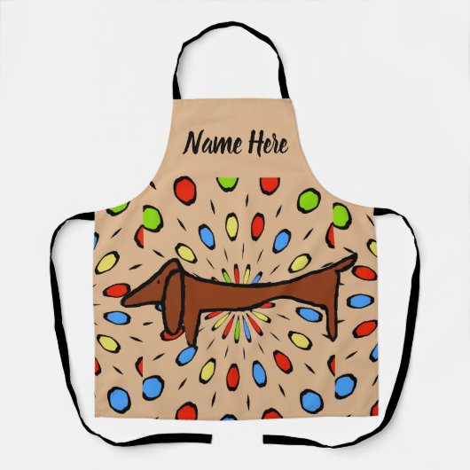 Tablier Forme Abstraite, dachshund ajouter du texte, tabli (Recto)