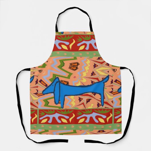 Tablier Forme Abstraite, dachshund ajouter du texte, tabli (Recto)