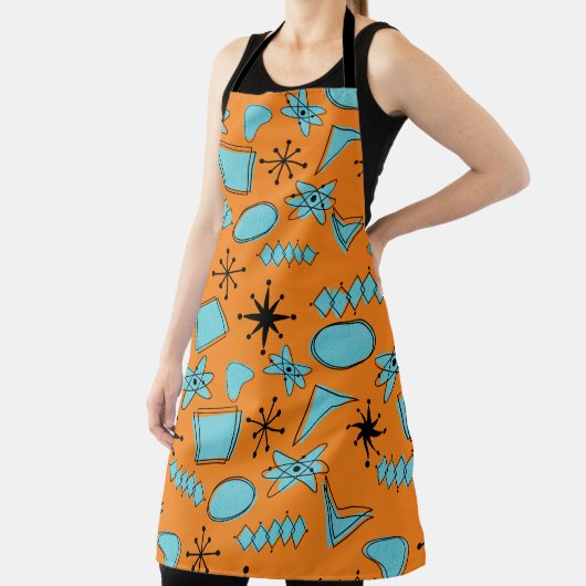 Tablier Formes atomiques MCM Turquoise sur orange (Insitu)