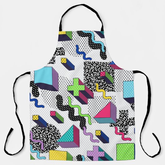 Tablier Formes géométriques multicolores, motif rétro. (Recto)