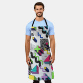 Tablier Formes géométriques multicolores, motif rétro. (Porté)