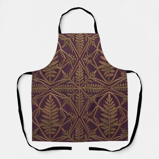 Tablier Fougère dorée Géométrique Ornée Violet (Recto)