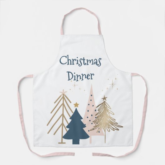 Tablier Four Christmas Trees in Green & Gold Named (Recto)