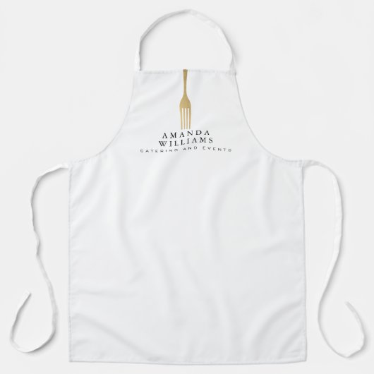 Tablier Fourchette dorée fausse moderne logo sur fond blan (Recto)