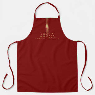 Tablier Fourchette en Or Faux Moderne Logo Traiteur sur Ro