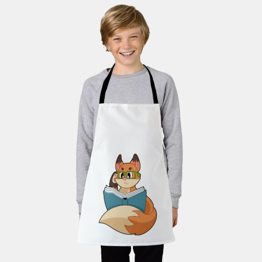 Tablier Fox as nerd with Book & Glasses (Porté)