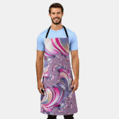 Tablier Fractale en spirale rose violet abstrait (Porté)