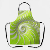 Tablier Fractale en spirale vert citron abstrait (Recto)