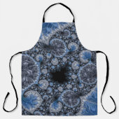 Tablier Fractale Intriquée Bleue et Noire Abstraite (Recto)