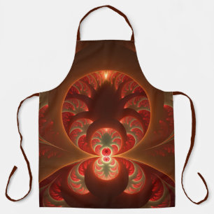 Tablier Fractale orange rouge moderne abstraite lumineuse