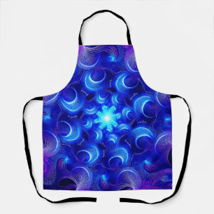 Tablier Fractales Bleus de Lune Croissante