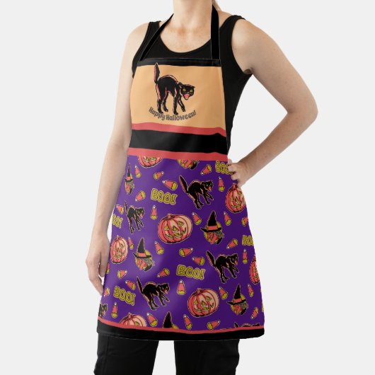 Tablier Fraidy Cat Retro Halloween Apron (Insitu)