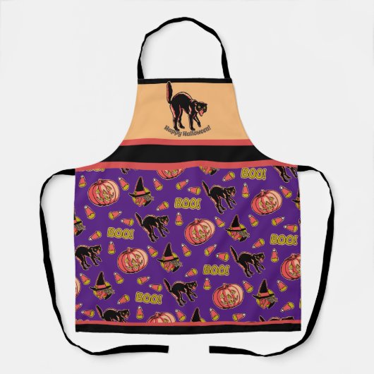 Tablier Fraidy Cat Retro Halloween Apron (Recto)