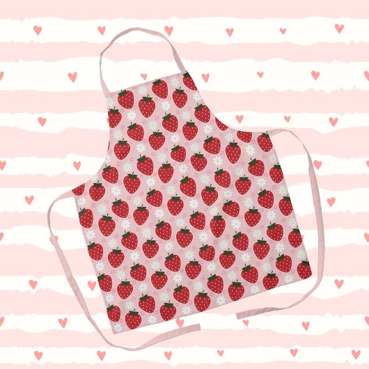 Tablier Fraise mignonne et bracelet rose marron