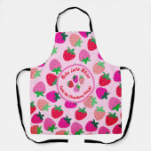 Tablier fraise rose champ été boulangerie nature fruit (Recto)