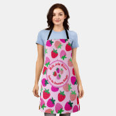 Tablier fraise rose champ été boulangerie nature fruit (Porté)