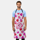 Tablier fraise rose champ été boulangerie nature fruit (Porté)