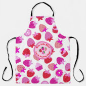 Tablier fraise rose champ été boulangerie nature fruit (Recto)