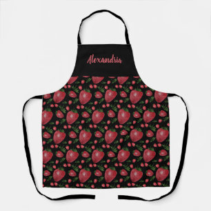 Tablier Fraises Aquarelle Peintes à la main