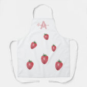 Tablier Fraises Aquarelle Peintes à la main Monogrammées (Recto)
