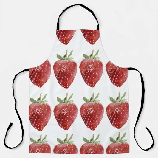 Tablier Fraises d'aquarelle : motif transparent (Recto)