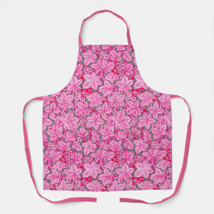 Tablier Fraises et Feuilles Art Nouveau, rose et gris