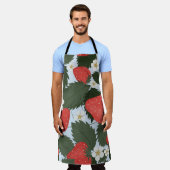 Tablier Fraises : motif de fruits d'été. (Porté)