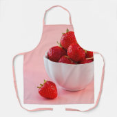 Tablier Fraises Rouges Dans Un Bol Sur Une Photo Rose (Recto)