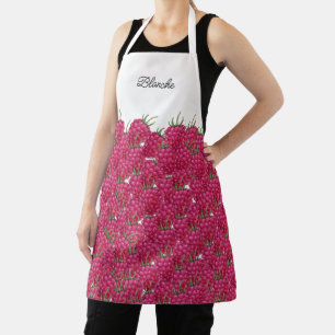 Tablier Framboises motif aquarelle peint à la main