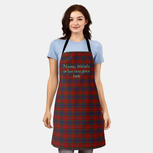 Tablier Fraser Tartan avec initiales, nom ou message amusa (Porté)