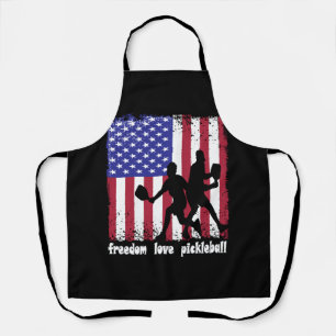 Tablier Freedom Love Pickleball 4 juillet drapeau américai