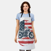 Tablier Freedom Ride : Moto rétro et drapeau américain (Porté)