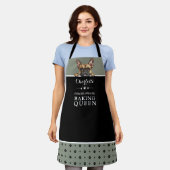 Tablier French Buldog Baking Queen Sage Green Custom (Porté)