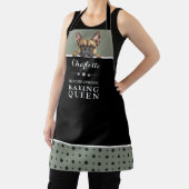 Tablier French Buldog Baking Queen Sage Green Custom (Insitu)