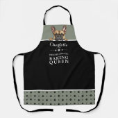 Tablier French Buldog Baking Queen Sage Green Custom (Recto)