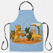 Tablier French Bull Dogs playing basketball. (Recto)