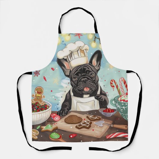 Tablier French Bulldog Holiday Baking : Noël festif (Recto)