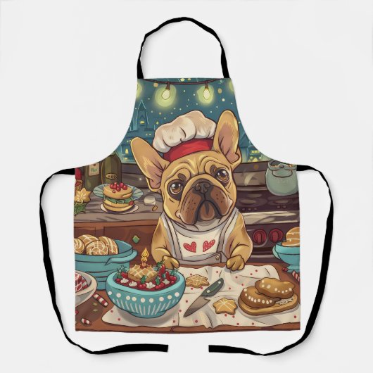 Tablier French Bulldog Holiday Baking : Noël festif (Recto)