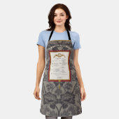 Tablier French Menu Elegant Damask Apron (Porté)