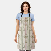 Tablier French Retro Damask Stripe All-Over Print Apron (Porté)