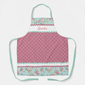 Tablier French Shabby Chic Pastel Turquoise Rose Bleu (Recto)