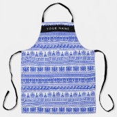 Tablier Fret grec, Clé de méandre mixte, Bleu, Votre Nom (Recto)