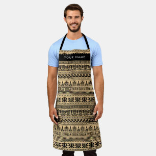 Tablier Fret grec, Clé de méandre mixte, Brown, Votre Nom