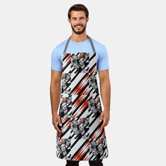 Tablier FRIDA BLACK RED Apron (Porté)