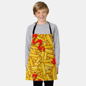 Tablier Fries et Ketchup Drôle Cartoon (Porté)