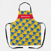 Tablier Fries - Style de dessin animé, sur bleu - votre no (Recto)