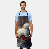 Tablier Frise de Bichon Frise Festin de Noël (Porté)
